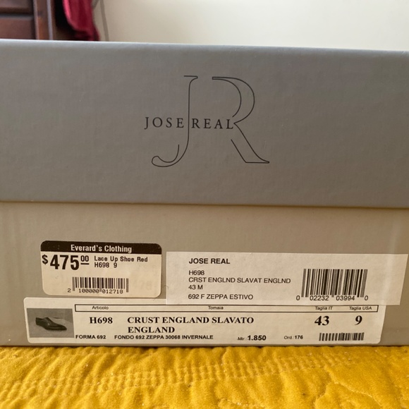 Jose Real NWB Oxford Dress Shoes Size 43 9 M US - Crust England Slavato